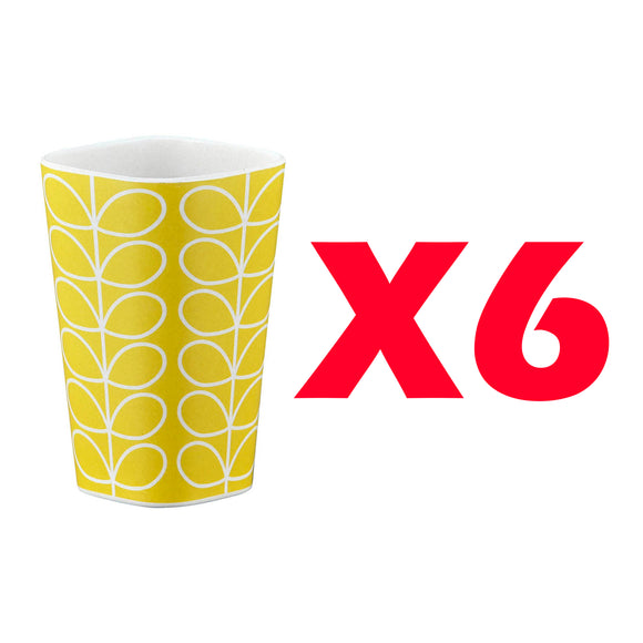 Orla Kiely Bamboo Tumblers - Linear Stem Sky (Set of 6)