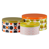 Orla Kiely Set of 3 Nesting Cake Tins - Butterfly Flower, Scallop Flower, Linear Stem