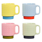 Orla Kiely Set of 4 Ceramic Stacking Mugs - Pressed Flower Multi Colours