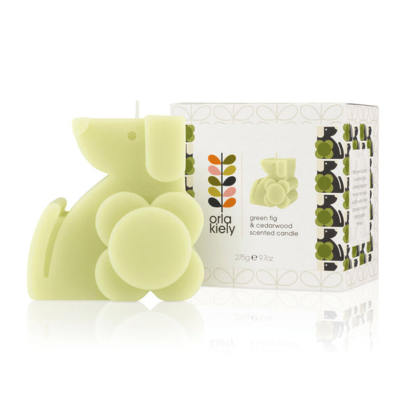 Orla Kiely Dog Moulded Scented Candle - Green Fig & Cedar Wood