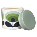 Orla Kiely Ceramic Storage Jar with Lid (1 Litre) - 70s Oval Flower Green