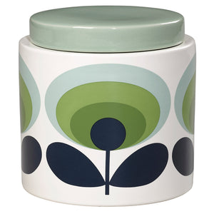 Orla Kiely Ceramic Storage Jar with Lid (1 Litre) - 70s Oval Flower Green
