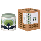 Orla Kiely Ceramic Storage Jar with Lid (1 Litre) - 70s Oval Flower Green