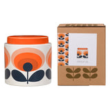 Orla Kiely Ceramic Storage Jar with Lid (1 Litre) - 70s Oval Flower Orange