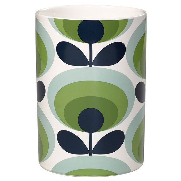 Orla Kiely Ceramic Utensils Pot - 70s Oval Flower Green