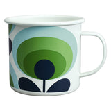 Orla Kiely Set of 4 Enamel Mugs (500ml) - 70s Oval Flower Assorted Colours