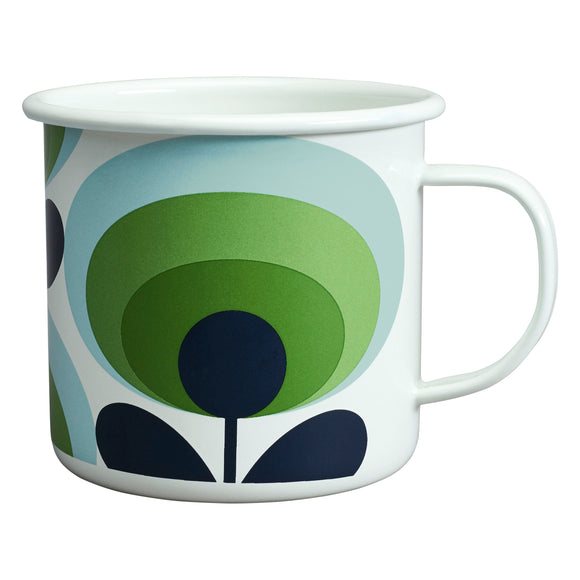 Orla Kiely Enamel Mug (500ml) - 70s Oval Flower Apple (Green)