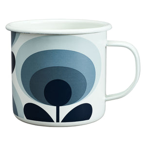 Orla Kiely Enamel Mug (500ml) - 70s Oval Flower Slate (Grey)