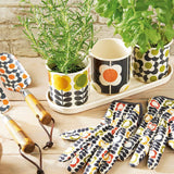 Orla Kiely Set of 3 Enamel Herb Pots + Tray - Big Spot (Shadow, Stem, Abacus)