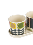 Orla Kiely Set of 3 Enamel Herb Pots + Tray - Big Spot (Shadow, Stem, Abacus)