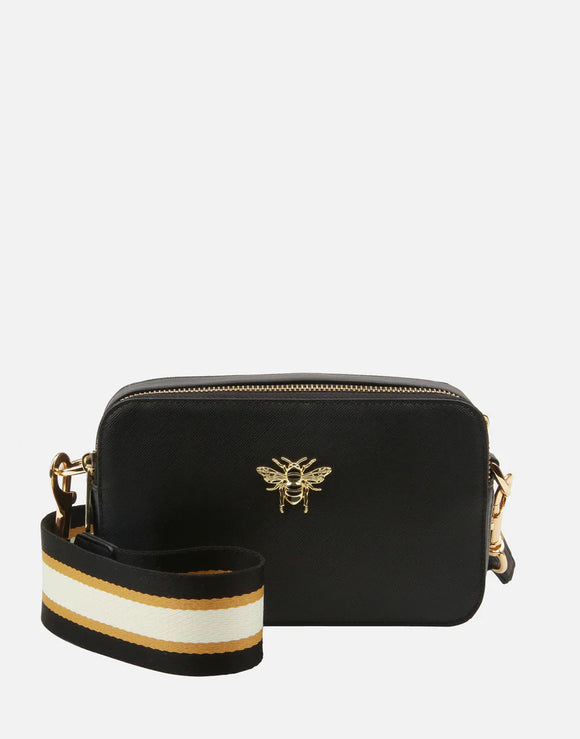 Alice Wheeler London Ladies Vegan Faux Leather Pimlico Camera Cross Body Bag - Black