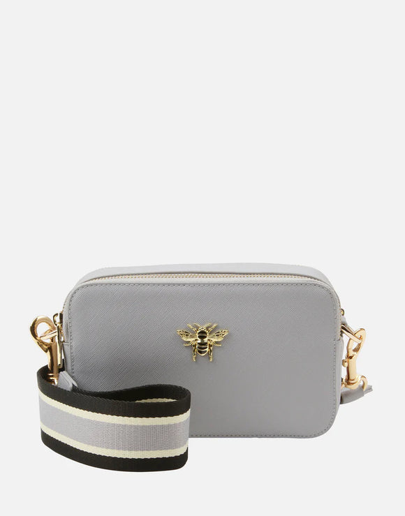 Alice Wheeler London Ladies Vegan Faux Leather Pimlico Camera Cross Body Bag - Grey
