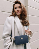 Alice Wheeler London Ladies Vegan Faux Leather Pimlico Camera Cross Body Bag - Navy Blue