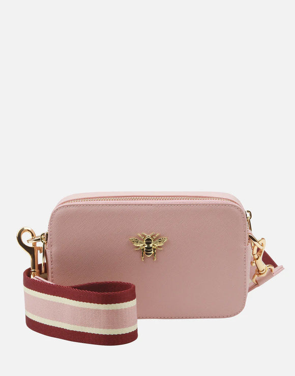 Alice Wheeler London Ladies Vegan Faux Leather Pimlico Camera Cross Body Bag - Pink