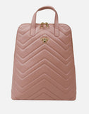 Alice Wheeler London Ladies Vegan Faux Leather Quilted Henley Backpack - Pink