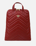 Alice Wheeler London Ladies Vegan Faux Leather Quilted Henley Backpack - Pomegranate Red