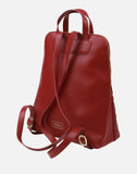 Alice Wheeler London Ladies Vegan Faux Leather Quilted Henley Backpack - Pomegranate Red