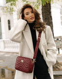 Alice Wheeler London Ladies Vegan Faux Leather Quilted Soho Camera Cross Body Bag - Pomegranate Red