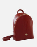 Alice Wheeler London Ladies Vegan Faux Leather Richmond Snake Print Backpack - Cherry