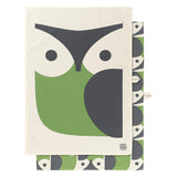 Orla Kiely Set of 2 Tea Towels - Green Owl